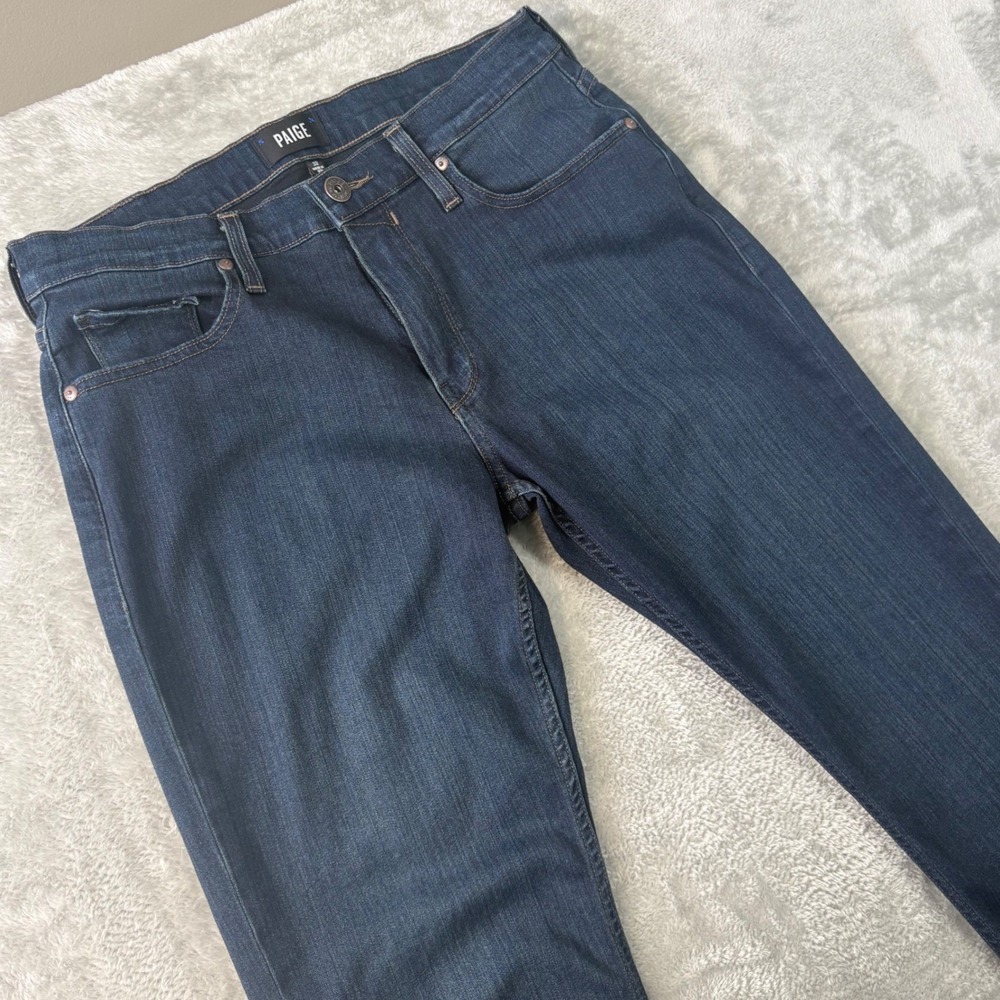 PAIGE Normandie Slim Straight Jeans Mens 32 Dark Wash Made USA